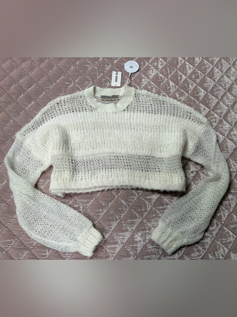 NWT❗️Urban Outfitters Ivory Open-Knit Off-Shoulder Sweater